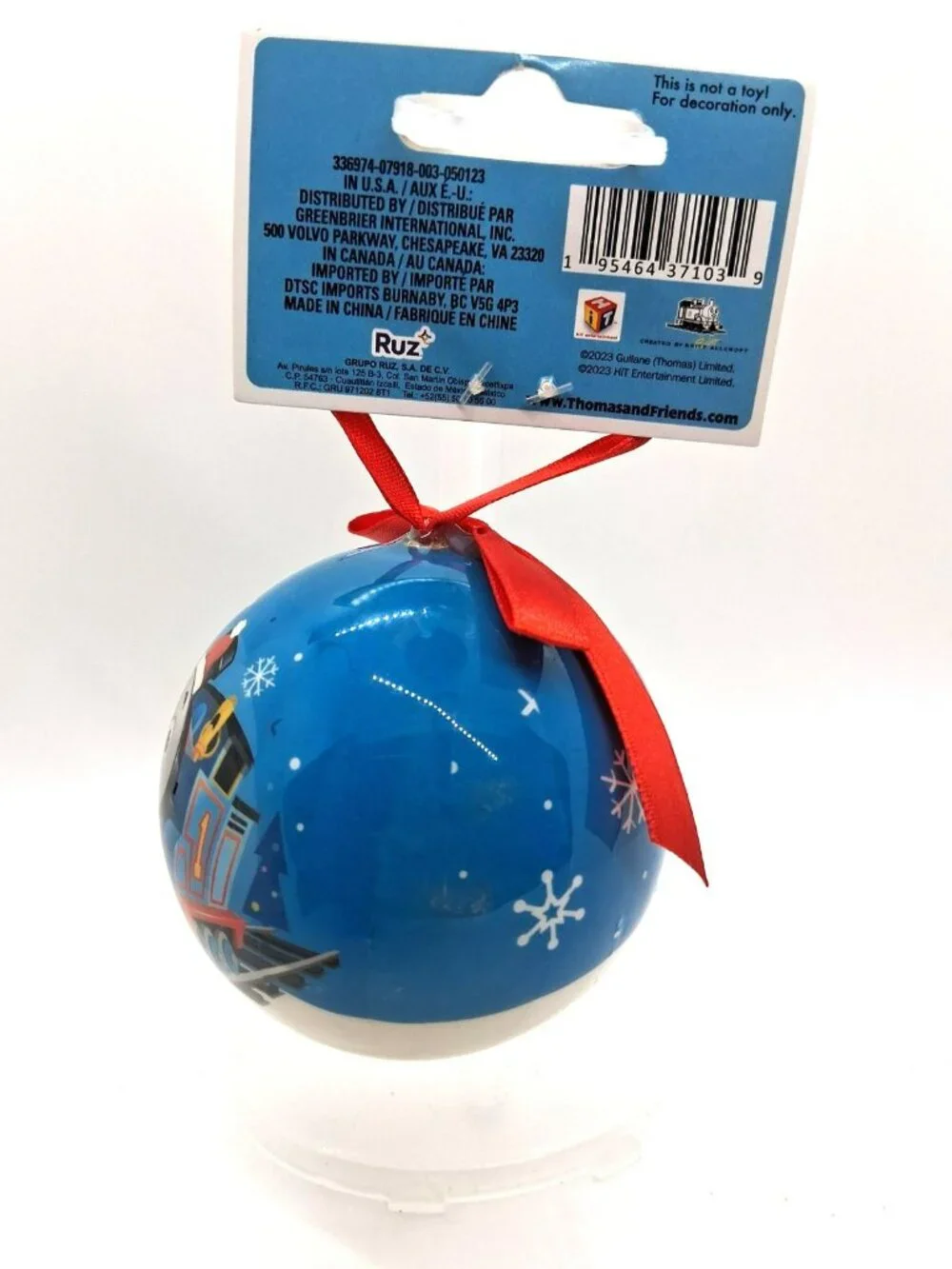 Thomas The Tank Engine Chistmas Ornament Ball Bulb New With Tags